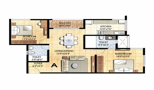 2 BHK Floor Plan at Hiranandani Maitri Park - Luxury Residence
