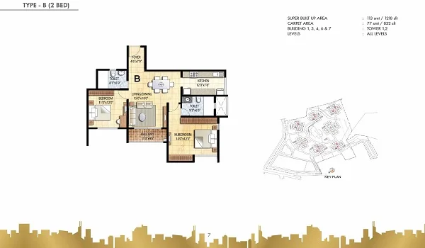 Hiranandani Maitri Park Floor Plan - 1, 2 and 3 Bed Configurations