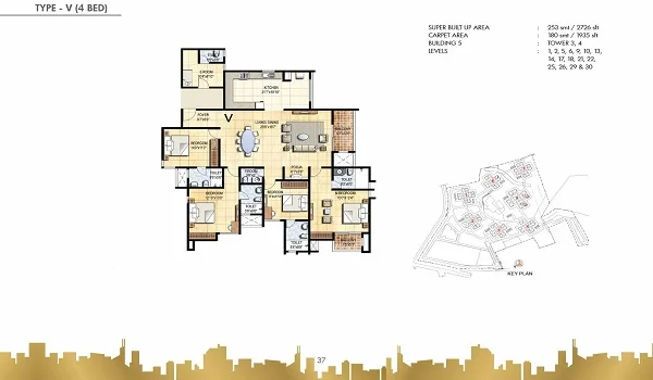 4 BHK Floor Plan at Hiranandani Maitri Park - Premium Home
